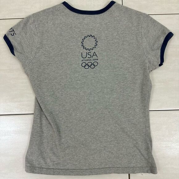 Y2K 2004 Grey USA Olympics Short Sleeve Baby Tee - Picture 2 of 6